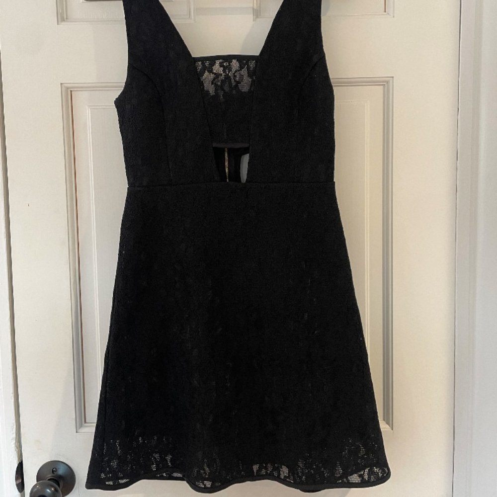 Express Black Lace Mini Dress with Cutout
